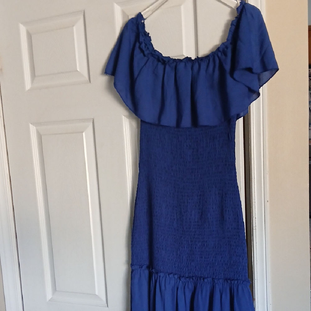 ❤️3@25 Chic Blue Ruffled Maxi Dress - Picture 7 of 12